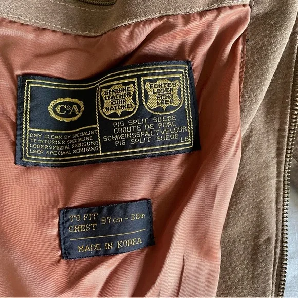 Vintage 90s Authentic Suede Jacket Mens Size 38 - Picture 7 of 10